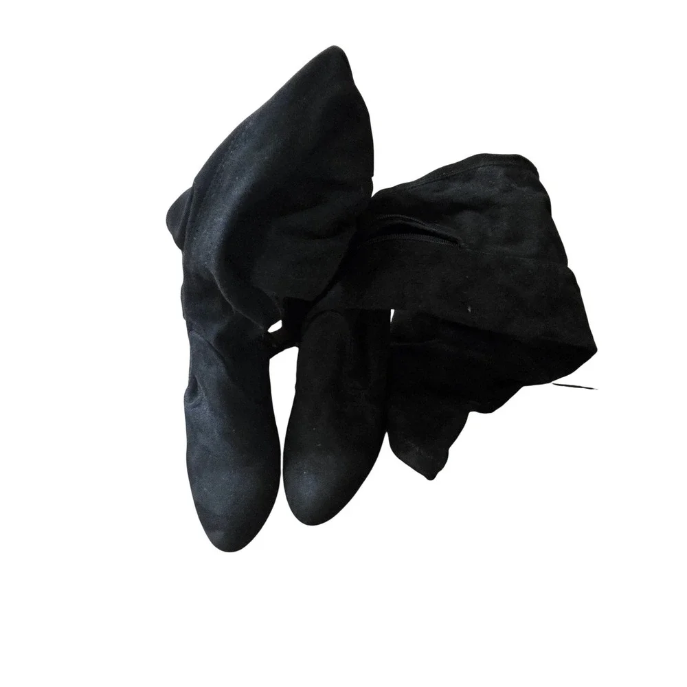 Wild Diva Black Faux Suede Thigh High Over The Knee Block Heel Boots Size‎ 7.5